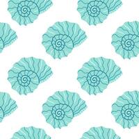 Decorative pattern featuring blue spiraled shells on a white background vector