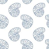 Nautilus shell pattern design in blue on white background for artistic decor vector