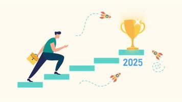 people run to their goal on the column of columns, move up motivation, the path to the target's achievement 2025 video