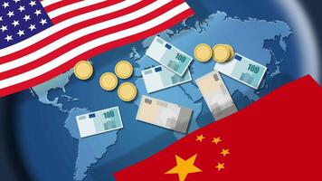 Serious trading tension or trade war between US and China trade deficit between two economy video