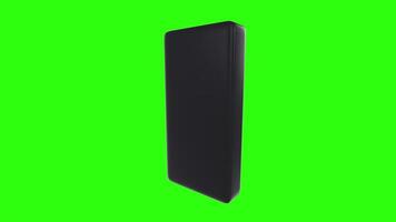 Black rectangular object isolated on green background video