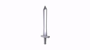 Sharp medieval sword isolated on white background video