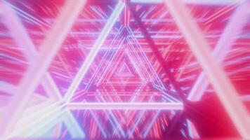 A luminous neon triangle tunnel with infinite depth, symbolizing futuristic innovation and boundless creativity video