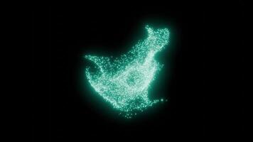 A glowing abstract 3D particle cloud embodying chaos and harmony. video