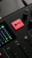 Pressing REC button on audio mixer panel video