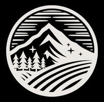 A mountain with trees and a star in the middle vector