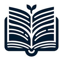 An open book illustration with a leaf. vector