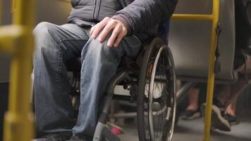 Person with a physical disability inside public transport with an accessible ramp 3 video