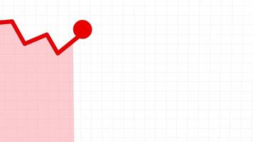 Animation showing a statistical curve with a downward trend indicating unmet targets and losses, a decreasing business graph chart animation, a financial business loss down graph chart on white video