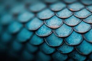 Close-up view of textured blue and green scales showcasing intricate patterns photo