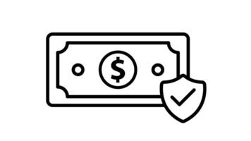 Animated dollar bill with a checkmark inside a shield video
