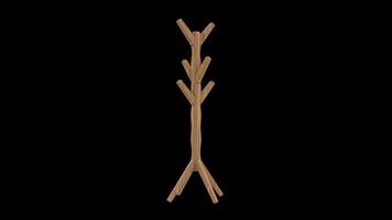 Coat Stand Rotating on a Transparent Background. Seamless Loop. Coat Rack. 4K video