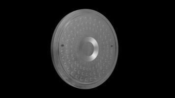 Manhole Cover Rotating on a Transparent Background. Seamless Loop. 4K video