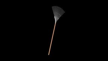 Leaf Rake Rotating on a Transparent Background. Seamless Loop. 4K video