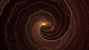 Futuristic golden vortex swirl with dynamic energy particles and depth glow. Ideal for digital motion backgrounds, sci-fi titles, or fantasy design intros. High-resolution 4K animation. video