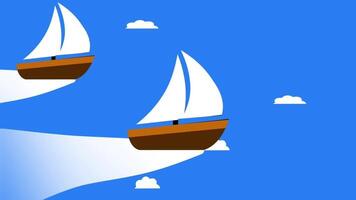Two boats glide smoothly through a serene ocean setting, symbolizing peace, exploration, and harmonious travel video