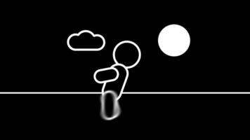 A lone stick figure walks toward the horizon beneath a bright moon, symbolizing endurance, simplicity, and human resilience video
