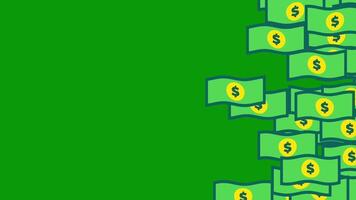 Stacks of green bills symbolize an overwhelming flow of currency, possibly hinting at inflation or unregulated financial expansion. video