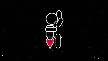 Two stick figures equipped with jetpacks float in starry space, symbolizing futuristic freedom and cosmic exploration beyond earthly limits. video