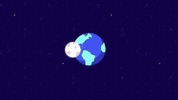 An outer space-themed graphic showcasing the Earth and Moon in orbit, ideal for astronomy presentations or educational visuals on space video