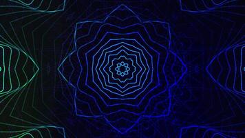 Psytrance Kaleidoscopic Loop with Neon Glow in blue and purple abstract suitable for music backgrounds, designs, or artistic projects needing vibrant and mesmerizing visuals video