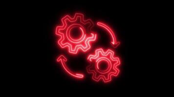 Glowing neon Automation icon isolated on black background motion graphic animation video