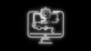 Glowing neon Algorithm Design icon isolated on black background motion graphic animation video
