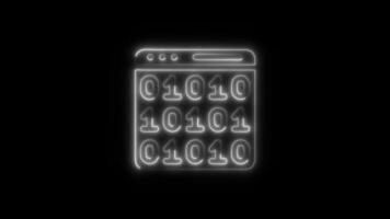 Glowing neon Binary Code icon isolated on black background motion graphic animation video