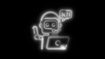 Glowing neon Assistant icon isolated on black background motion graphic animation video
