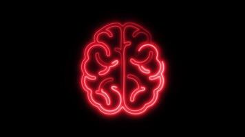 Glowing neon Brain icon-1 isolated on black background motion graphic animation video