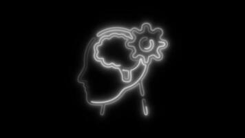 Glowing neon Brain Cognitive Function icon isolated on black background motion graphic animation video