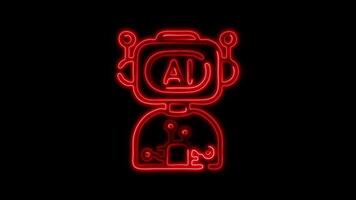 Glowing neon Ai Assistant icon isolated on black background motion graphic animation video
