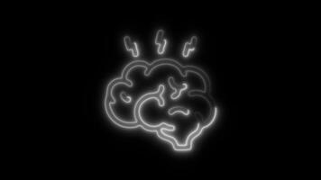 Glowing neon Brain Dementia icon isolated on black background motion graphic animation video