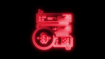 Glowing neon Bitcoin Mining icon isolated on black background motion graphic animation video
