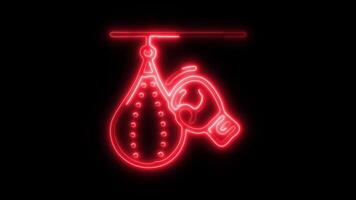 Glowing neon Boxing icon isolated on black background motion graphic animation video