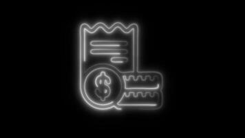 Glowing neon Bill Amount icon isolated on black background motion graphic animation video