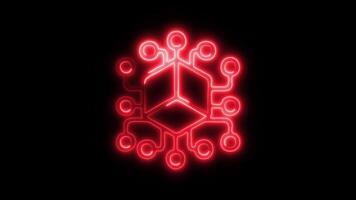 Glowing neon Blockchain icon-1 isolated on black background motion graphic animation video