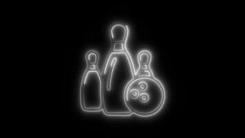 Glowing neon Bowling Pin icon isolated on black background motion graphic animation video