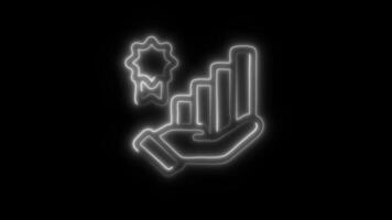 Glowing neon Benefit icon isolated on black background motion graphic animation video