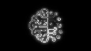 Glowing neon Brain Artificial Intelligence icon isolated on black background motion graphic animation video