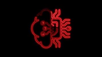 Glowing neon Artificial Intelligence icon isolated on black background motion graphic animation video