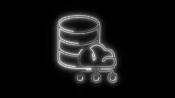 Glowing neon Big Data icon-1 isolated on black background motion graphic animation video