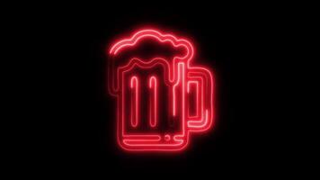 Glowing neon Beer icon isolated on black background motion graphic animation video
