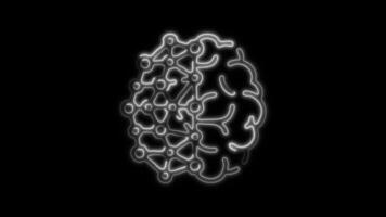 Glowing neon AI Brain isolated on black background motion graphic animation video