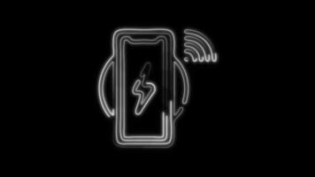 Glowing neon Fast Charge icon isolated on black background motion graphic animation video