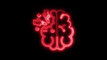 Glowing neon Brain Paralyzed icon isolated on black background motion graphic animation video