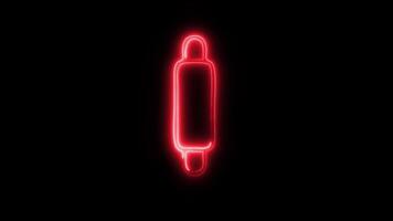 Glowing neon Rolling Pin icon isolated on black background motion graphic animation video