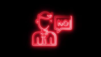 Glowing neon No icon isolated on black background motion graphic animation video