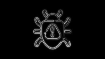 Glowing neon Bug icon isolated on black background motion graphic animation video