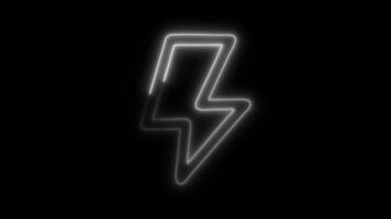 Glowing neon Lightning Bolt icon isolated on black background motion graphic animation video